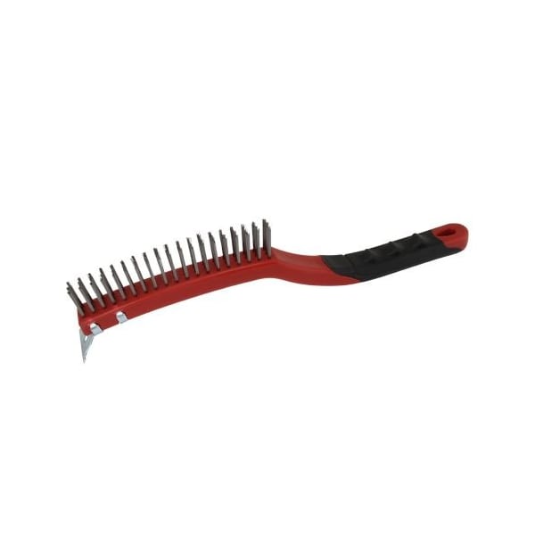 Warner Soft Grip 14" Steel Wire Brush with Scraper, 3x13 Bristle Row 3410482 - main
